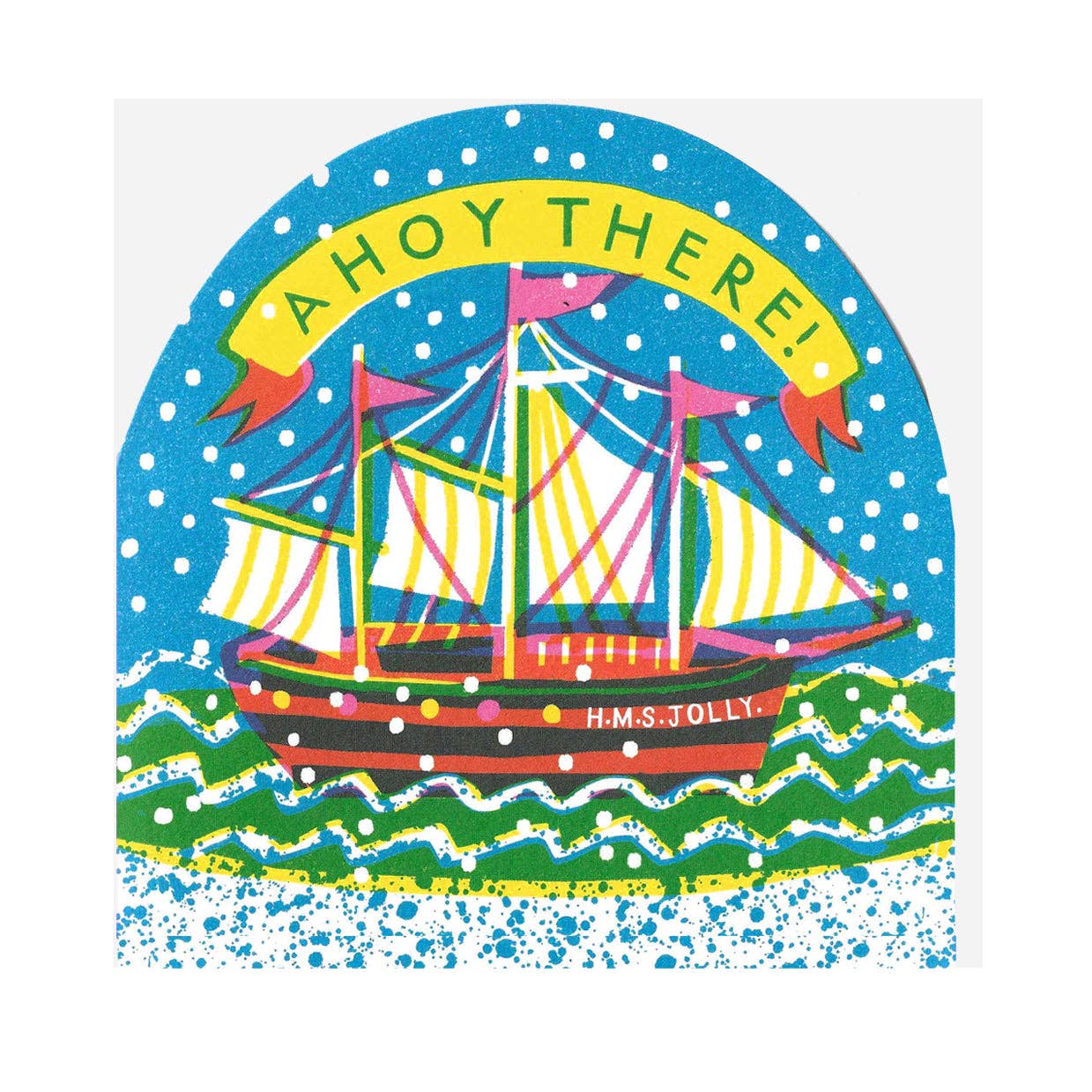 CARD - LARGE SHIP SNOWGLOBE