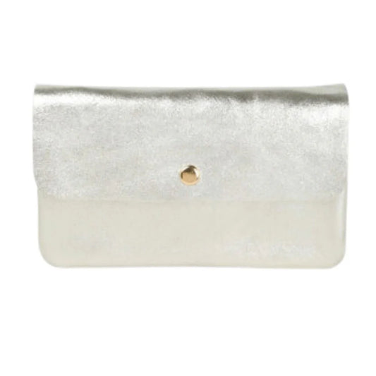 METALLIC CLUTCH CROSS BODY BAG - SILVER