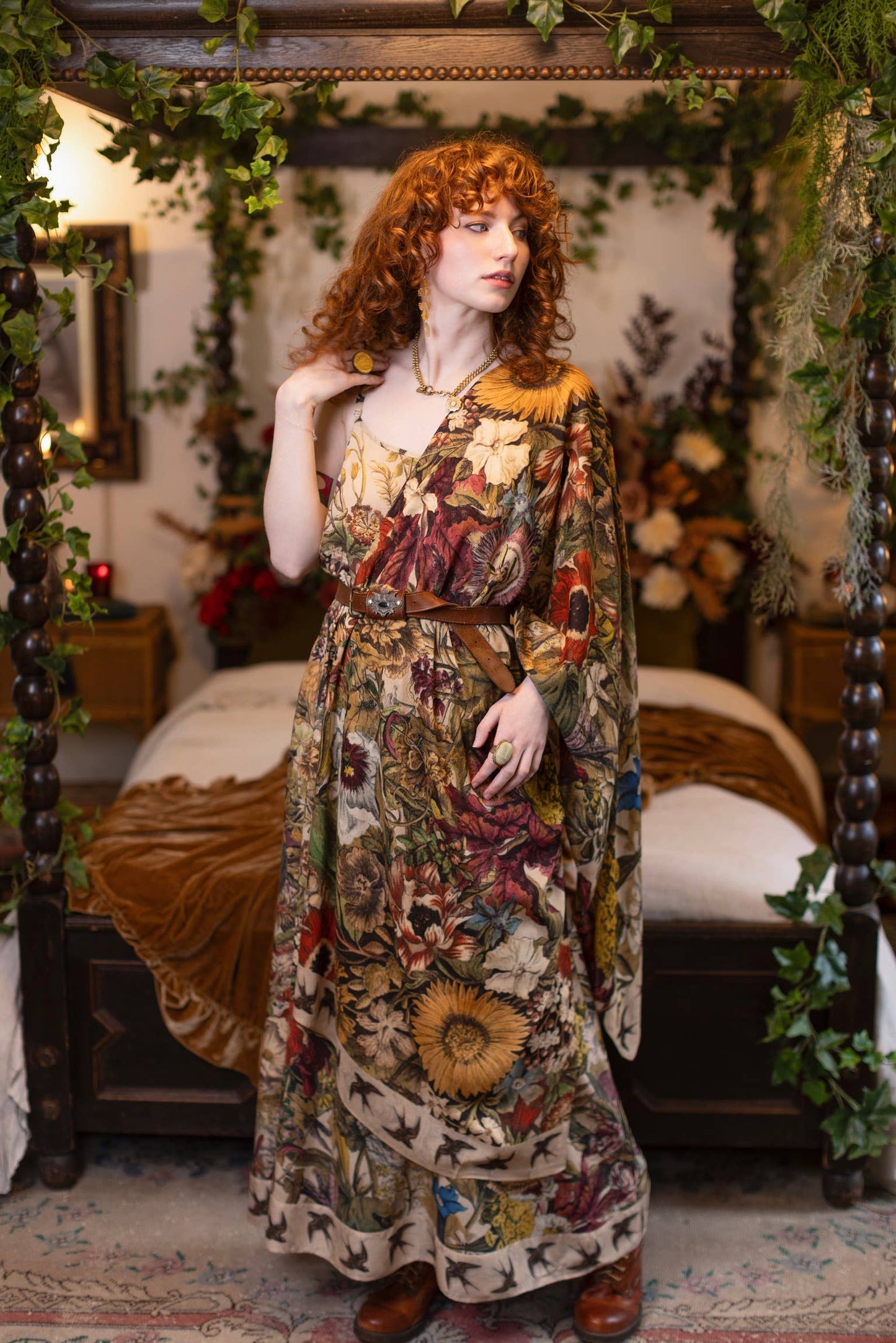 GOLDEN HOUR FLORAL BOHEMIAN SCARF