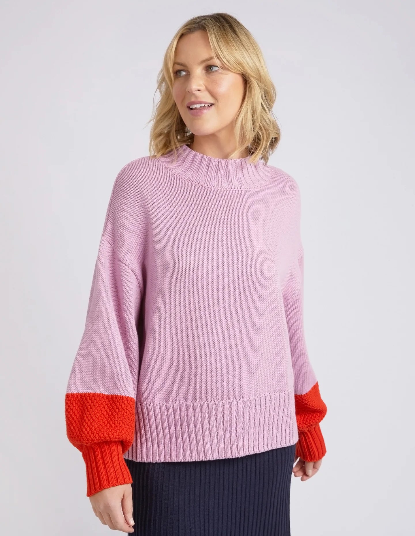 LOUIE MOCK NECK - PEONY PINK & TANGELLO