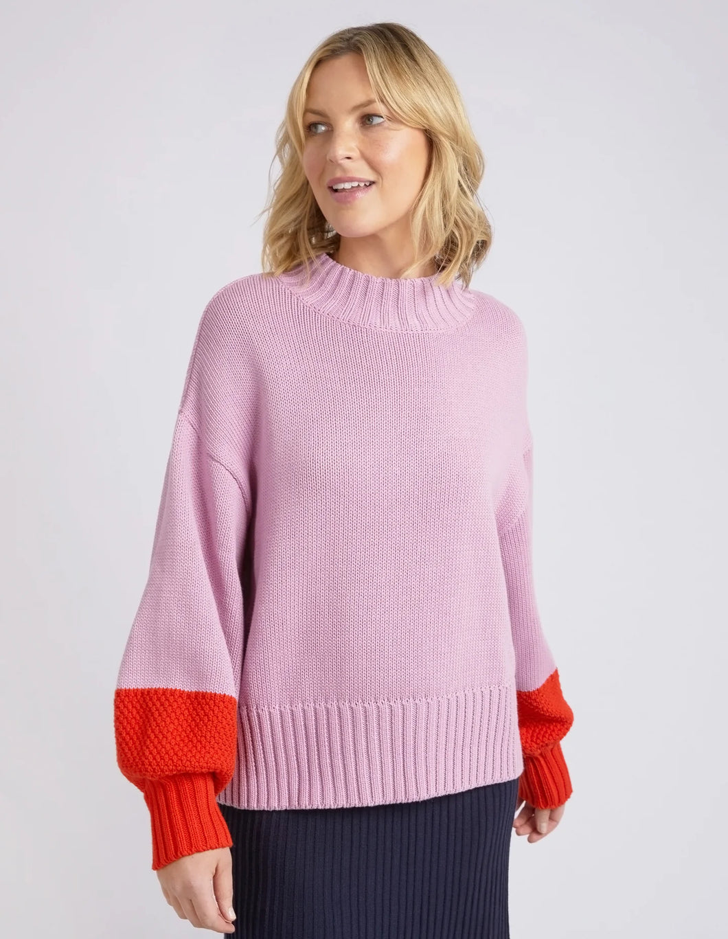 LOUIE MOCK NECK - PEONY PINK & TANGELLO