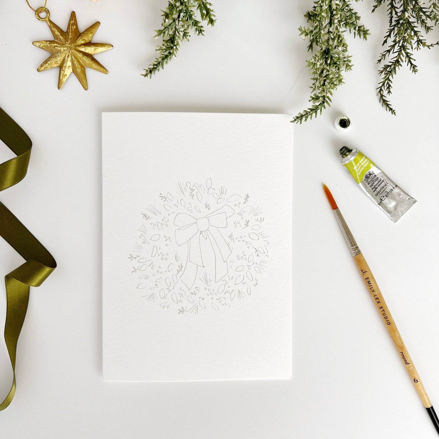 WREATHS PAINTABLE NOTECARDS