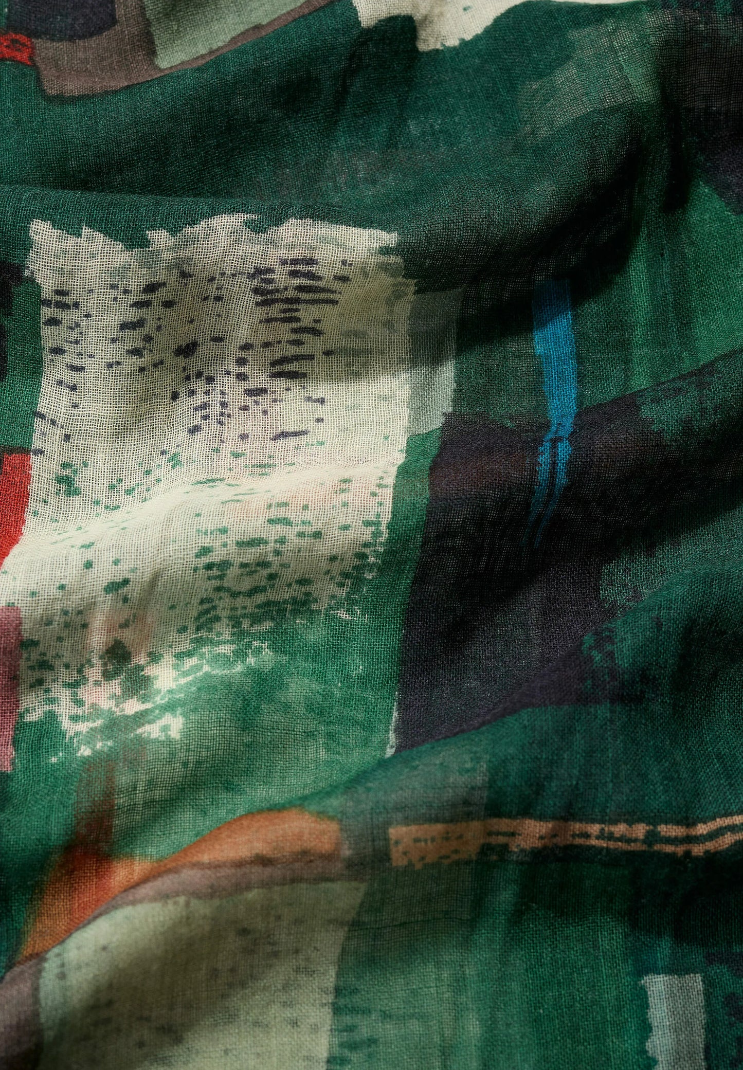 PRETTY PRINTED SCARF - AERIAL FIELD COPPICE