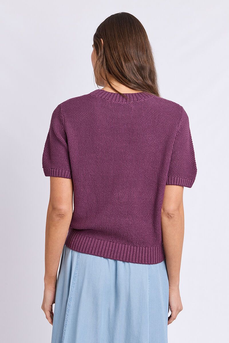 BLAIR SHIRT SLEEVE KNIT - PLUM