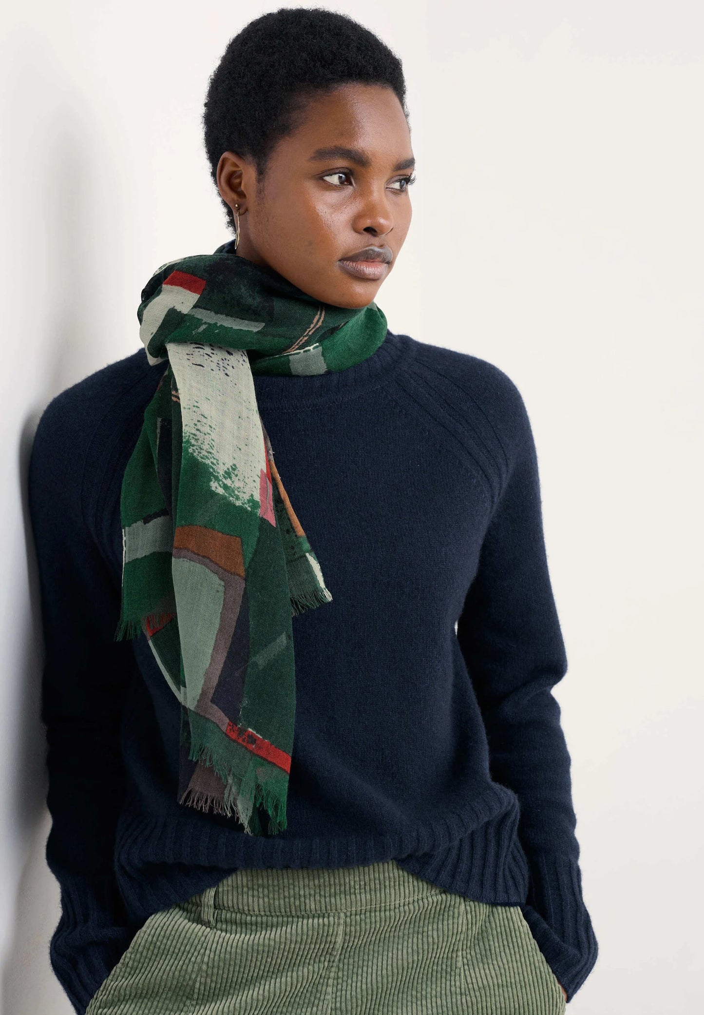 PRETTY PRINTED SCARF - AERIAL FIELD COPPICE