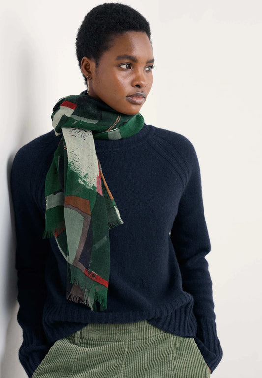PRETTY PRINTED SCARF - AERIAL FIELD COPPICE