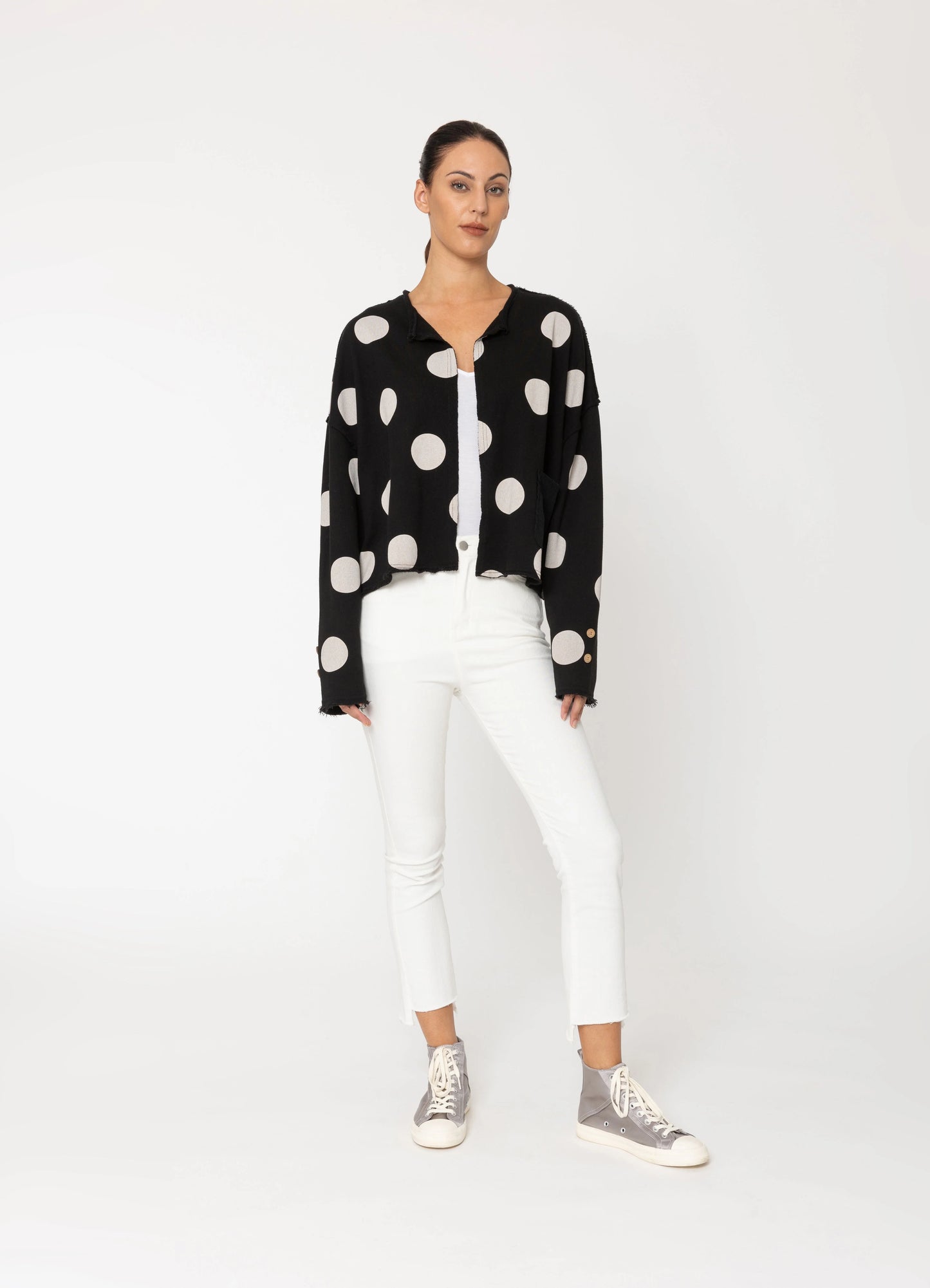 MIRE CARDIGAN - BLACK POLKA DOT