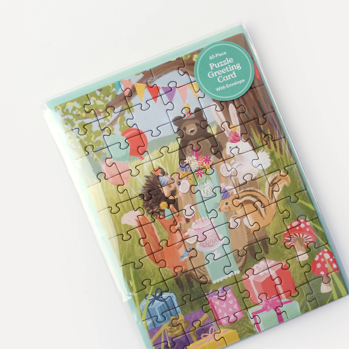 PUZZLE GREETING CARD - WOODLAND PARTY