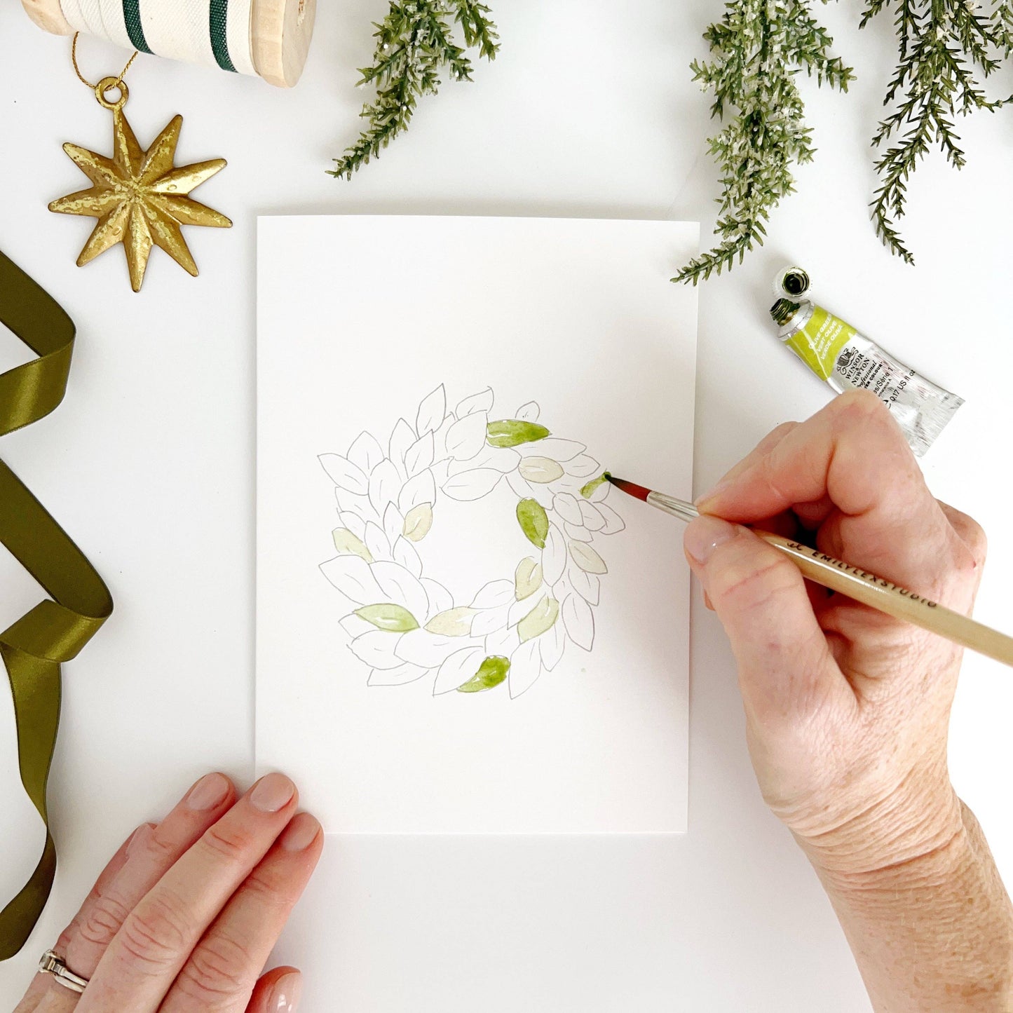 WREATHS PAINTABLE NOTECARDS