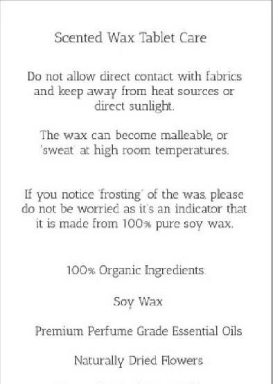 DUSTY ROSE ORGANIC PERFUME INFUSED WAX TABLET