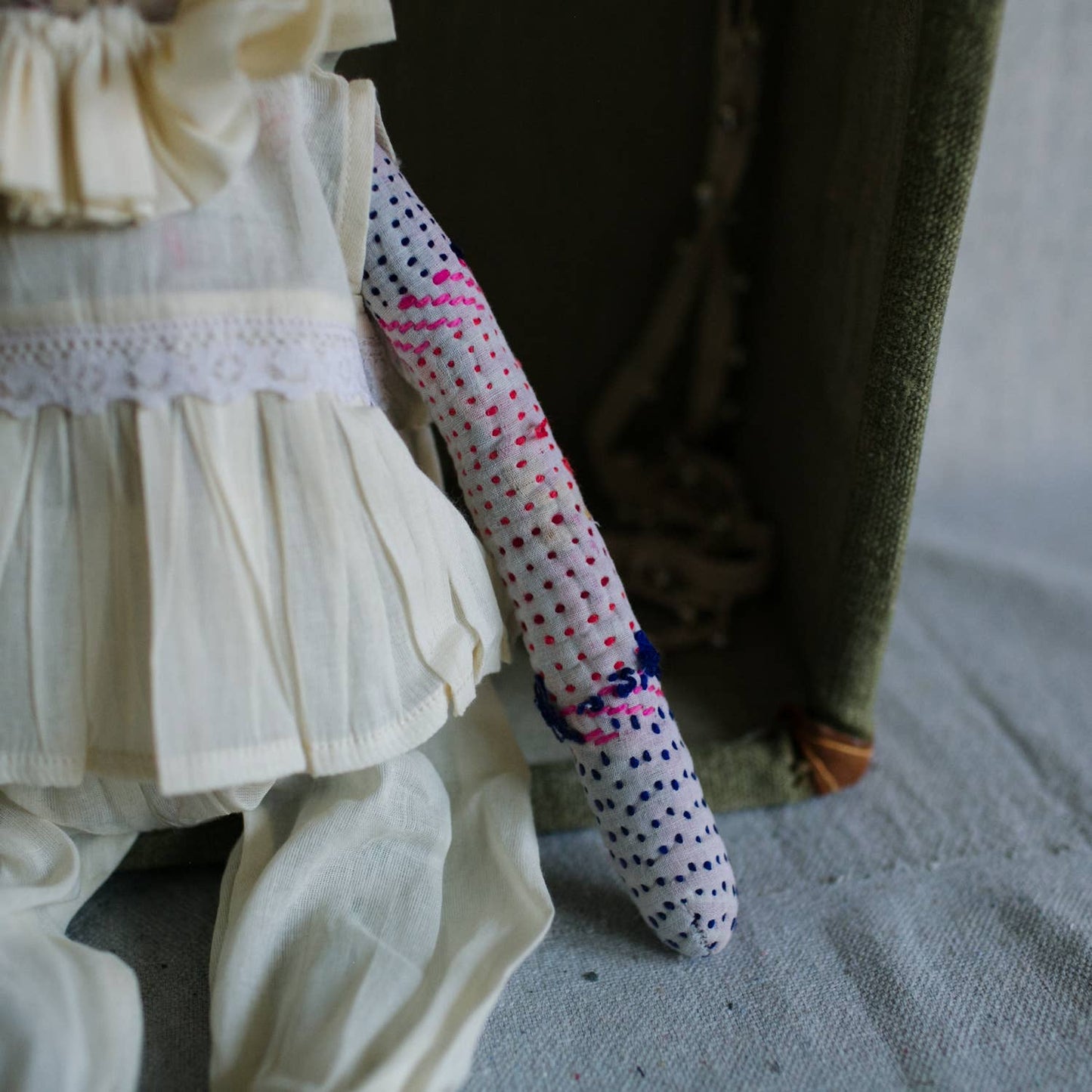 KANTHA RUFFLE HARE RAG DOLL - COTTON FILLED