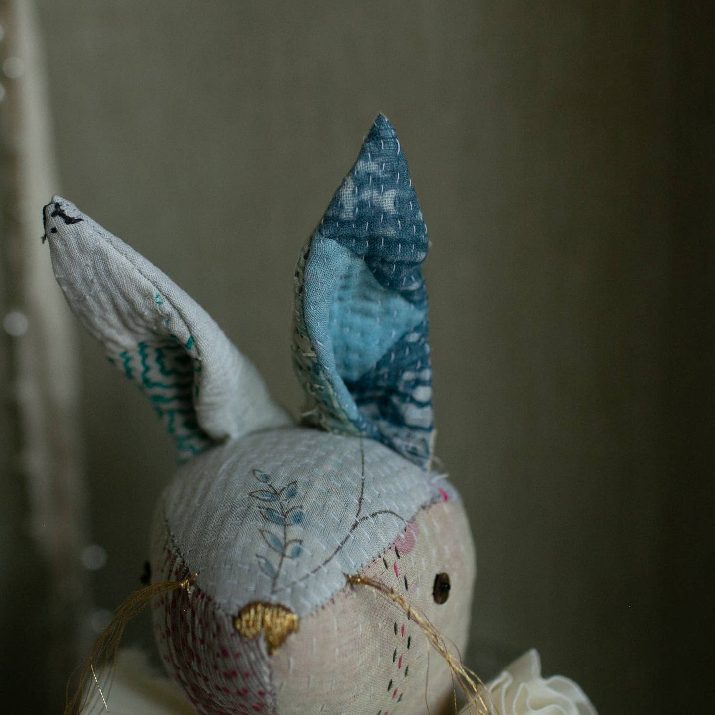 KANTHA RUFFLE HARE RAG DOLL - COTTON FILLED