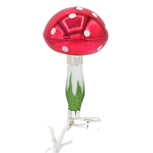 GLASS CHRISTMAS ORNAMENT- MUSHROOM