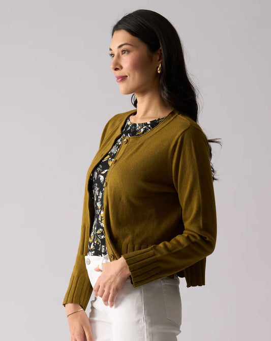 SEAMS NATURAL CARDI - DUSKY GREEN
