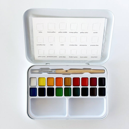 WATERCOLOUR PAINT SET - 18 COLOURS WITH BRUSH
