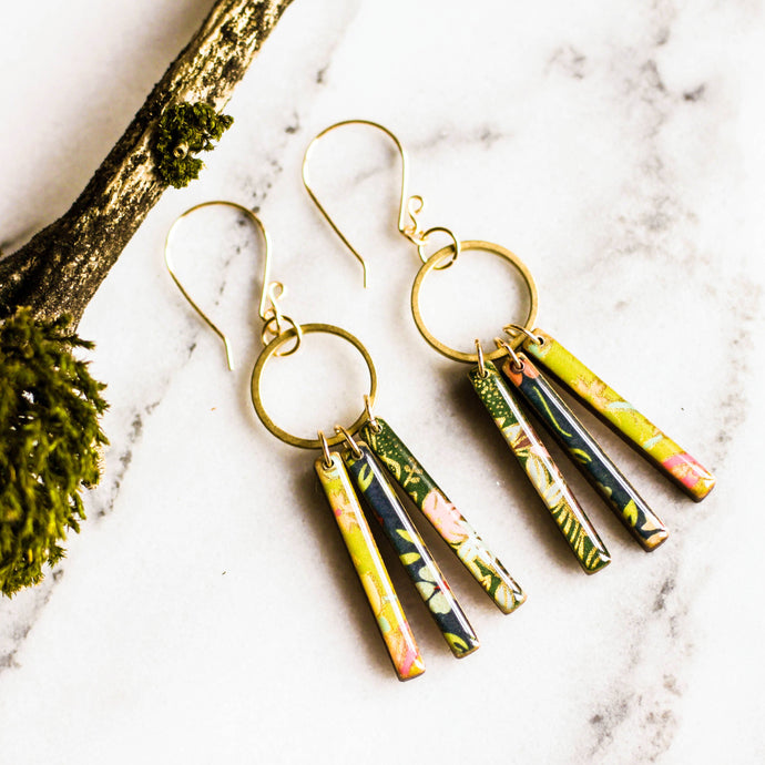 GREEN & BLUE PETITE FRINGE EARRINGS