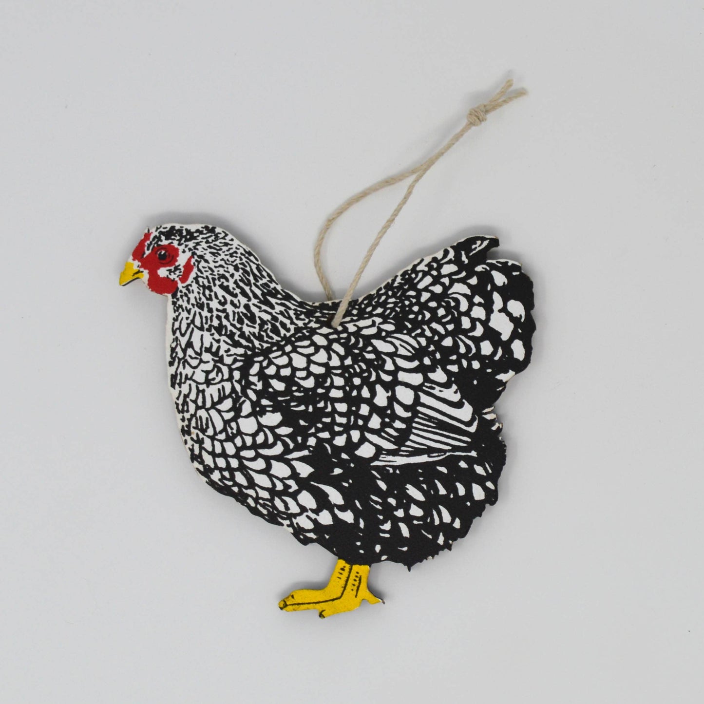 WOODEN SPECKLED HEN ORNAMENT
