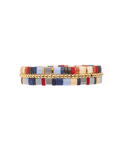 MIYUKI TILA BRACELETS - BLUE/RED SET 3