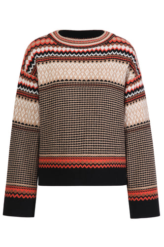 JACQUARD PULLOVER - BEIGE STRUCTURE PATTERN