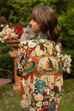 Load image into Gallery viewer, LONG DUSTER ROBE - STAY GOLD FLORAL w/ Rabbit &amp; Bees