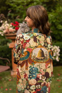 LONG DUSTER ROBE - STAY GOLD FLORAL w/ Rabbit & Bees