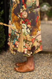 LONG DUSTER ROBE - STAY GOLD FLORAL w/ Rabbit & Bees