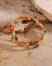 Load image into Gallery viewer, MIYUKI TILA BRACELETS - AQUA/ORANGE SET 3