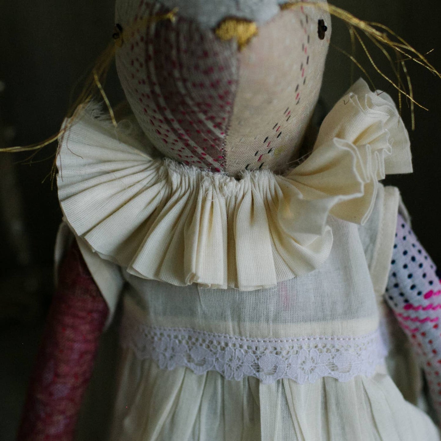 KANTHA RUFFLE HARE RAG DOLL - COTTON FILLED