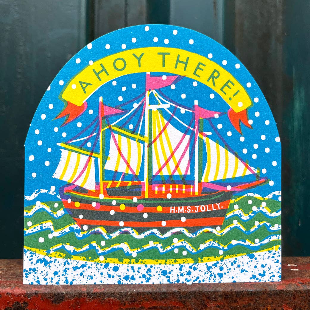 CARD - LARGE SHIP SNOWGLOBE