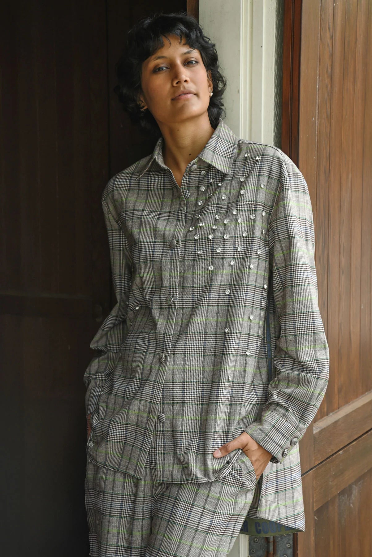 DIAMONDS FOR DAYS SHIRT - GREEN CHECK