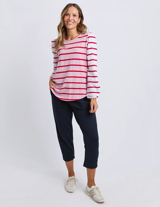 BAIA LONG SLEEVE TEE - PINK & RED STRIPE