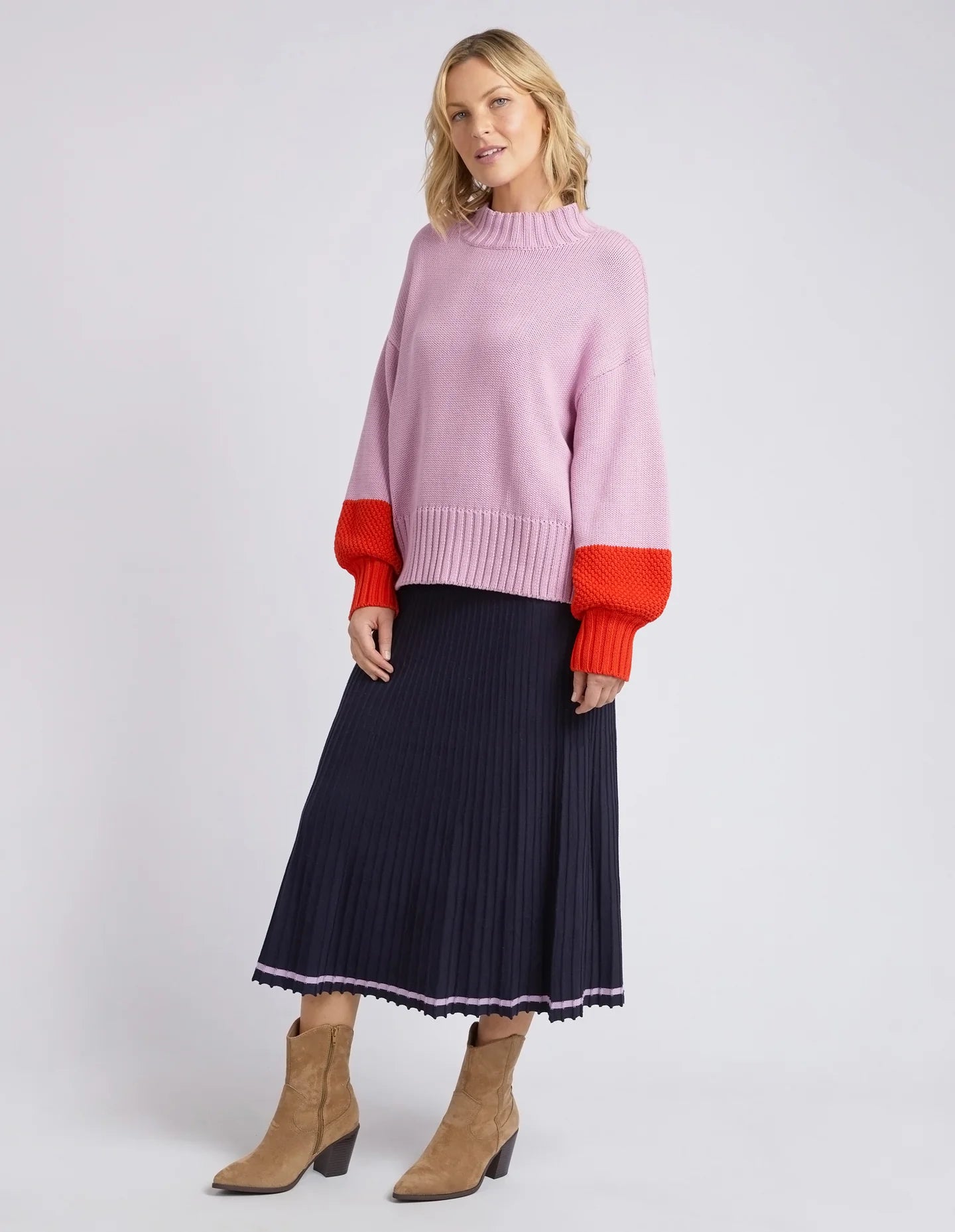 LOUIE MOCK NECK - PEONY PINK & TANGELLO