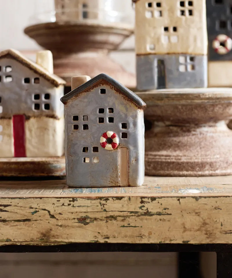 SAINT MALO TEA LIGHT HOUSE WITH BOUY - SMALL