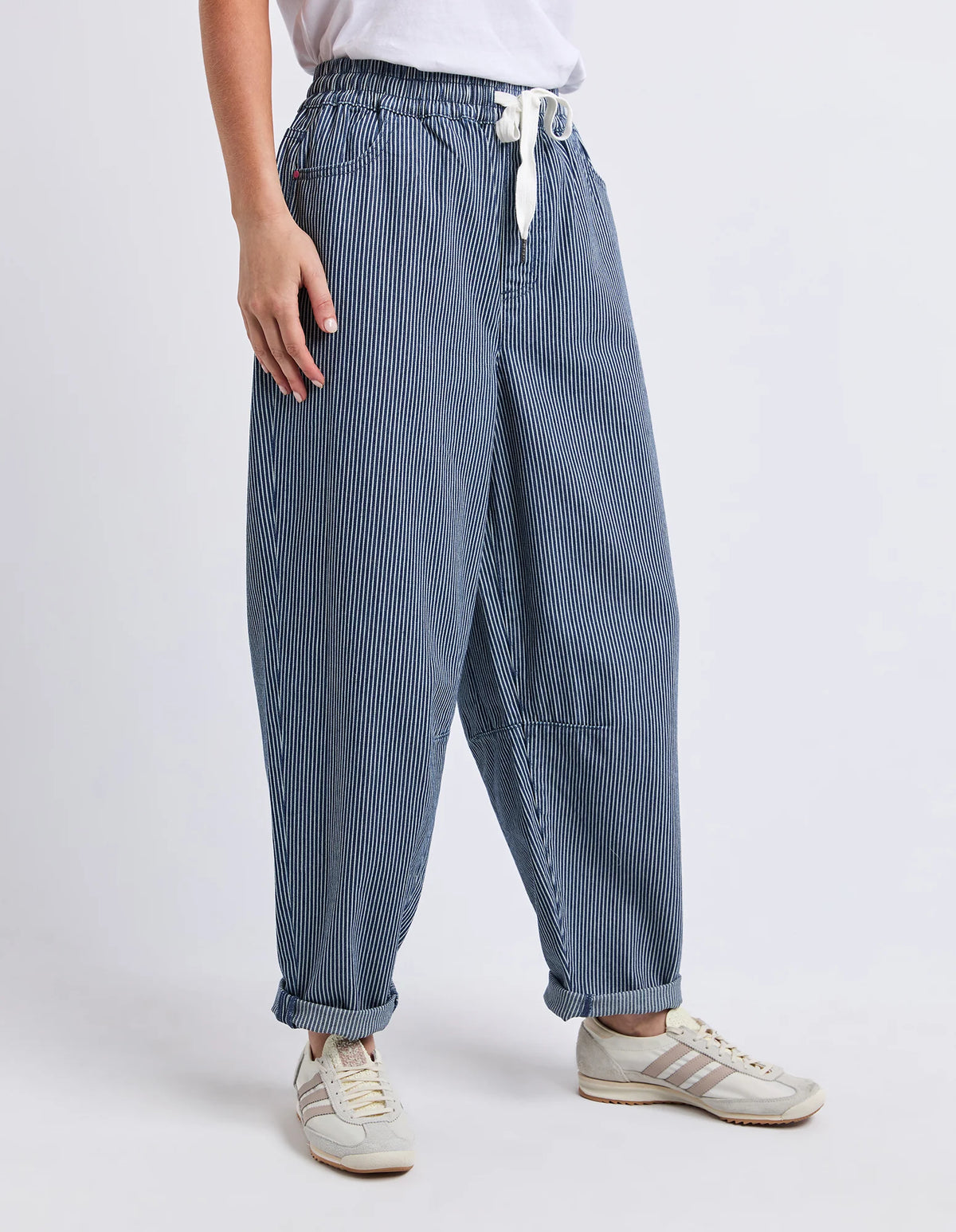 PENNY PINSTRIPE BARREL JOGGER - BLUE & WHITE STRIPE