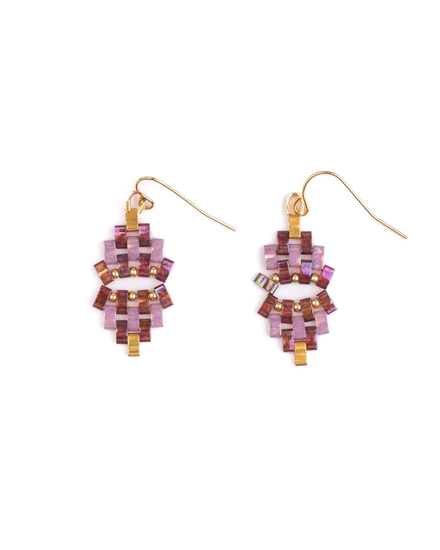 BEADED HANDWOVEN ASTORIA EARRINGS - CHERRY LILAC