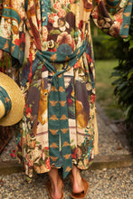 Load image into Gallery viewer, LONG DUSTER ROBE - STAY GOLD FLORAL w/ Rabbit &amp; Bees