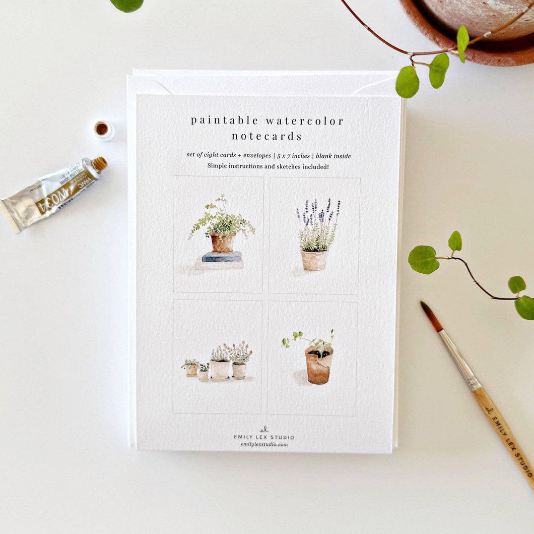 POTTED PLANTS PAINTABLE NOTECARDS