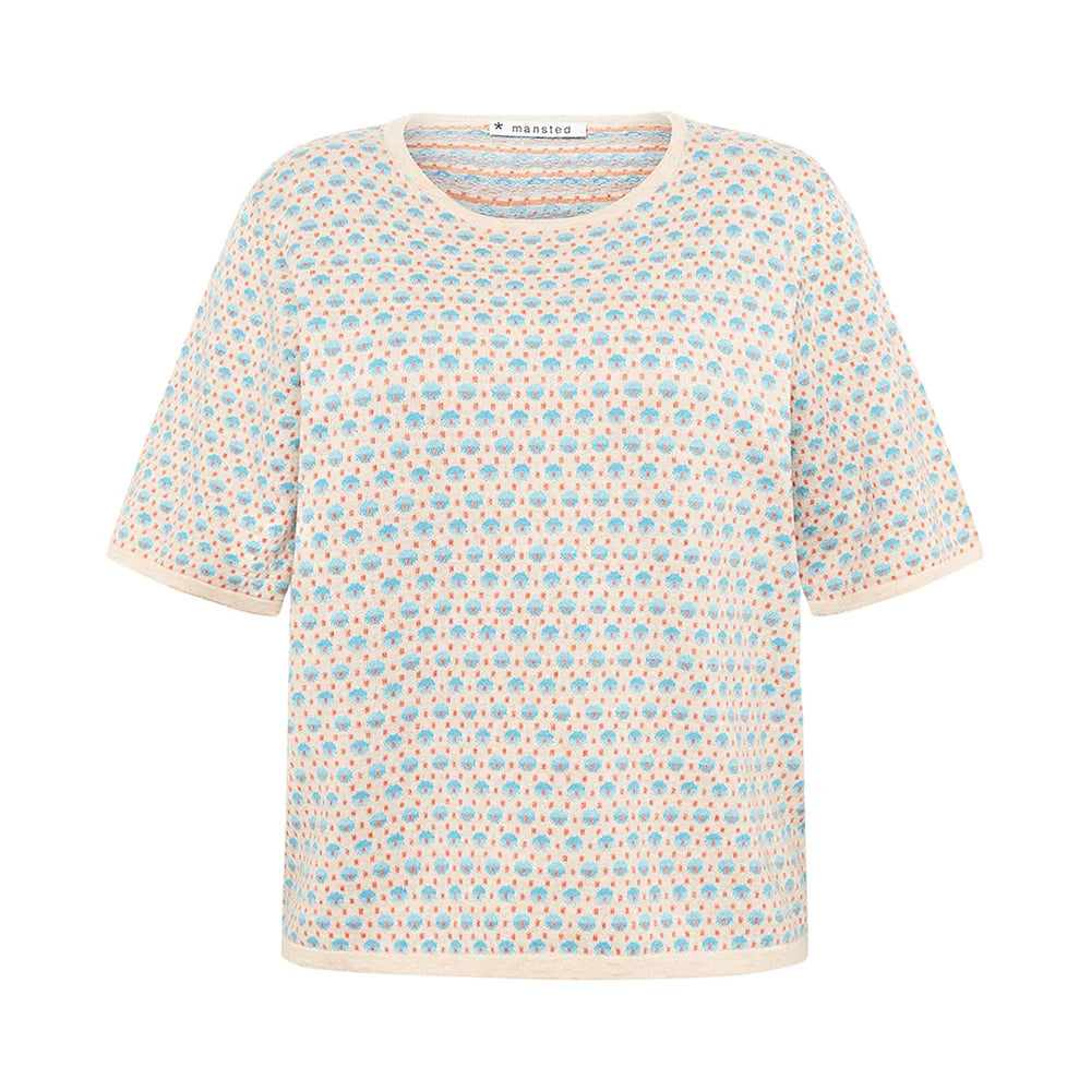 POMME ECO DASHED DOTS TEE - LIGHT AQUA