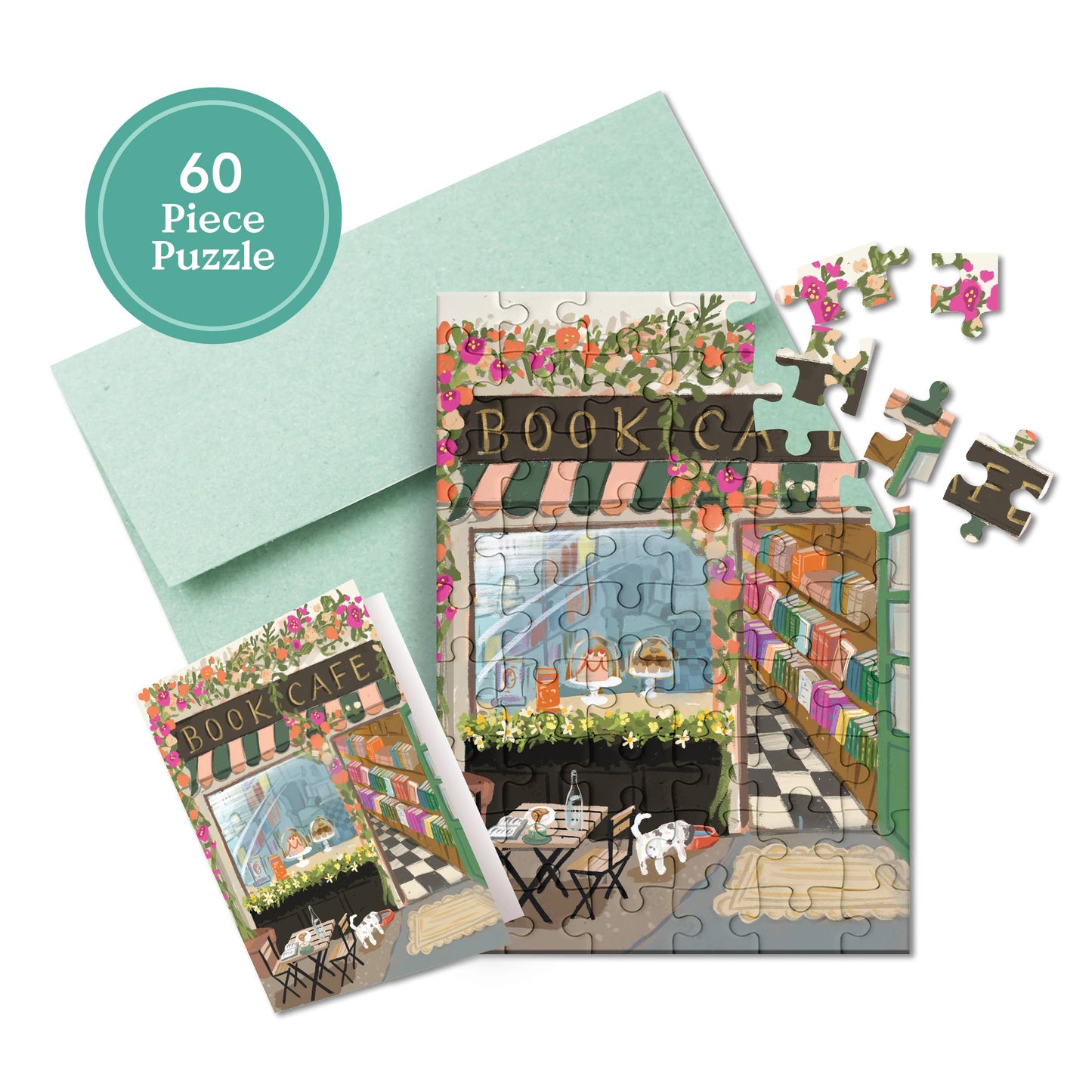 PUZZLE GREETING CARD - BOOK CAFÉ