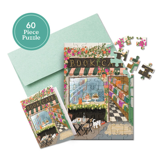 PUZZLE GREETING CARD - BOOK CAFÉ