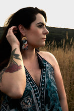 Load image into Gallery viewer, BEADED HANDWOVEN MOONLIT MOTH EARRINGS - BALCK/PINK