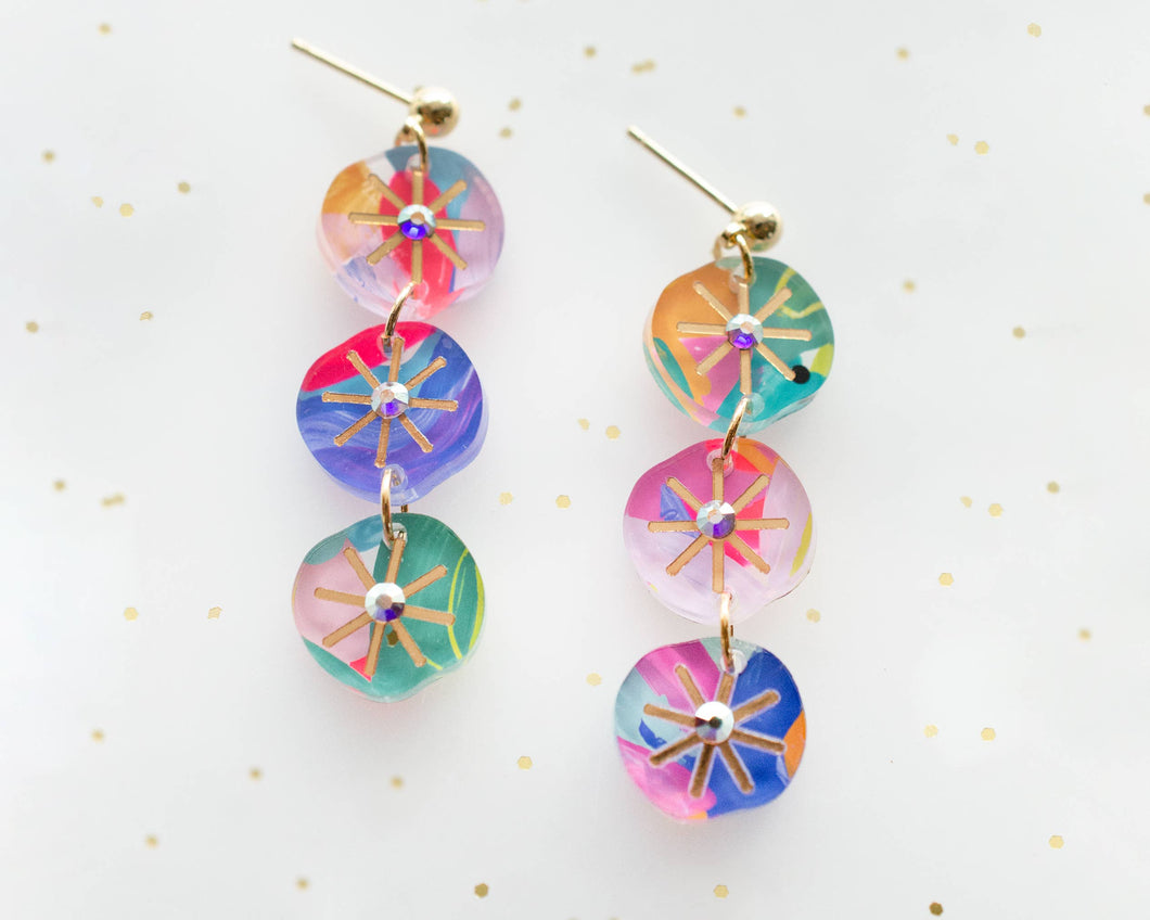 Handpainted Colorful Abstract Dangle Earrings