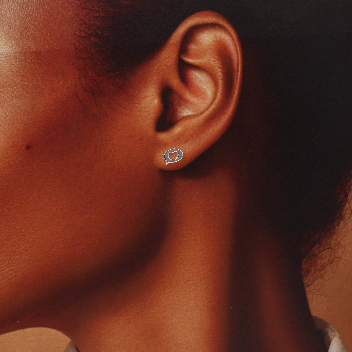 HEART TO HEART - SILVER HEART SPEACH BUBBLE EARRINGS