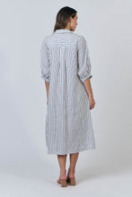Load image into Gallery viewer, LINEN MIDI DRESS - BLUEBERRY STRIPE