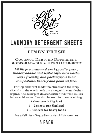 LAUNDRY DETERGENT SHEETS TRAVEL PACK OF 6 - PLANT BASED