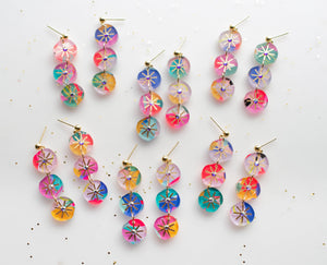 Handpainted Colorful Abstract Dangle Earrings