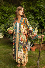 Load image into Gallery viewer, LONG DUSTER ROBE - STAY GOLD FLORAL w/ Rabbit &amp; Bees