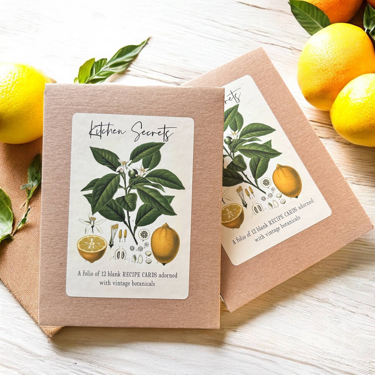 BOTANICAL RECIPE CARDS - SET 12 WITH BANANA BREAD RECIPE CARD