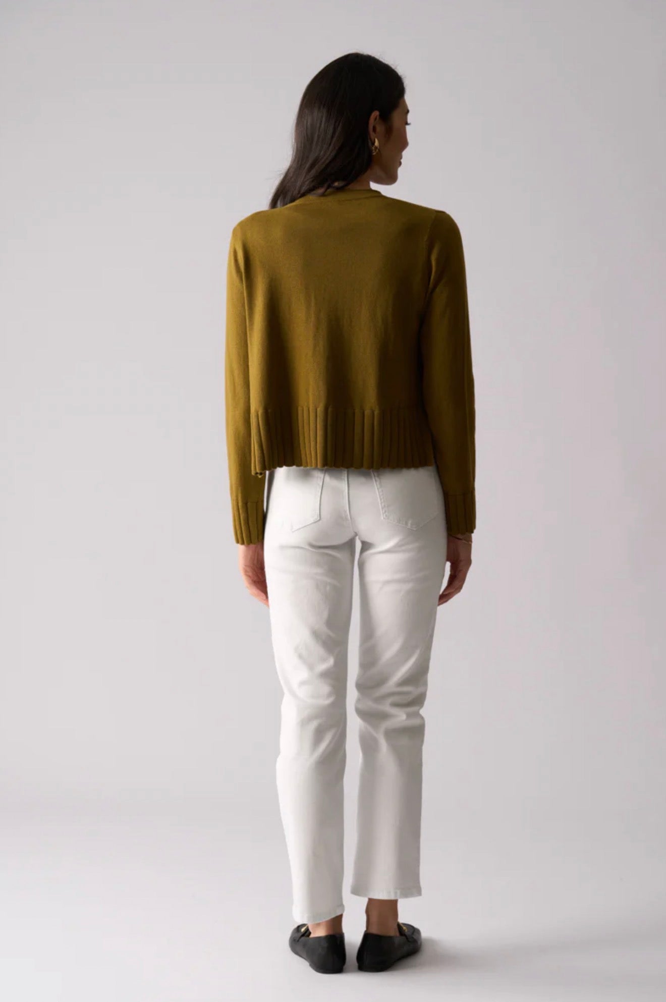 SEAMS NATURAL CARDI - DUSKY GREEN