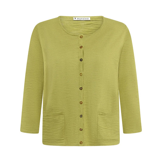 KATRINE ECO SLUB CARDI - OLIVE